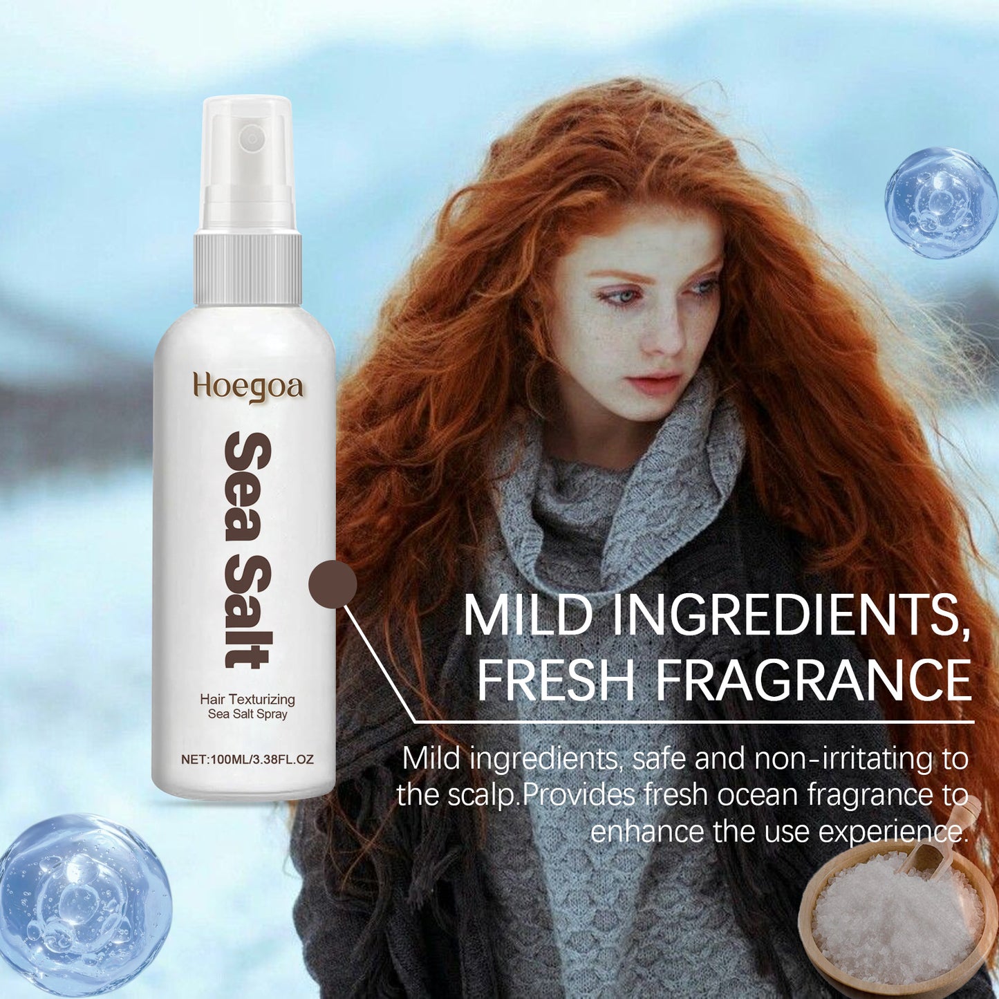 Hoegoa Sea Salt Dry Hair Spray Hair No-rinse Styling Dry Hair Spray Hairspray Refreshing Oil-Removing Oil-Controlling Lazy Fluffy Smooth Spray