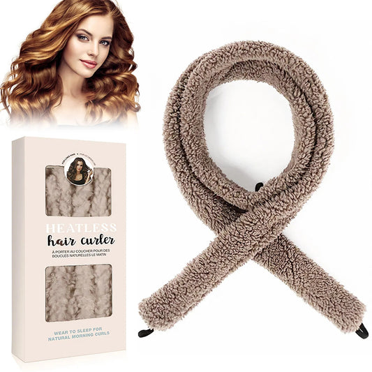Satin Heatless Hair Curler, Lazy Natural Soft Wave DIY Heatless Curls For Sleep In Overnight, For All Hair Types - Light Brown