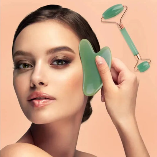Gua Sha Board 2PCS Massage Stone For Facial Body Skincare Roller Scraping Massager Natur al Resin Facial Lifting Scraper Neck Anti Wrinkle Massager Tool